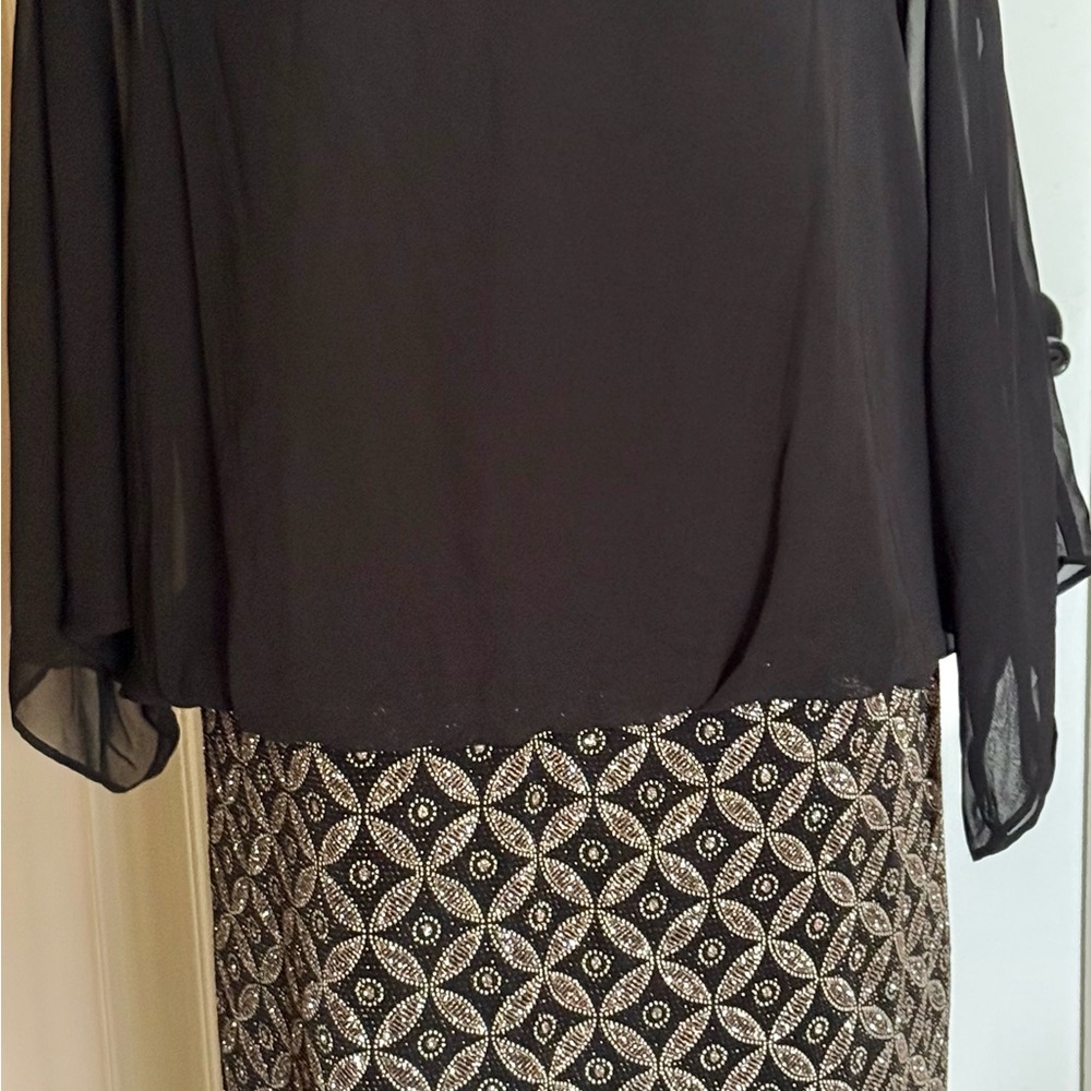 Scarlett Evening Dress Midi, Gold Two Toned Black, Women’s Size 14, Pre-loved
